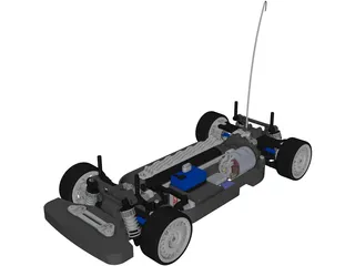 Tamiya TT01 RC Car Chassis 3D Model preview