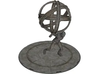 Ruins Statue 3D Model preview