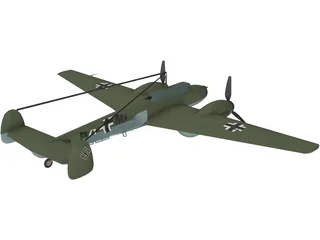 Messerschmitt BF-110 Winter Camo 3D Model preview