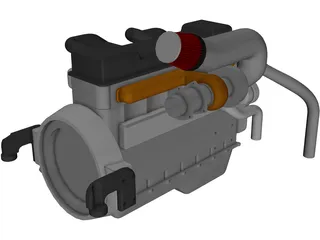 Heavy Duty Diesel Engine 3D Model preview