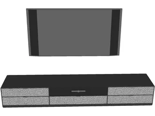 TV Wall 3D Model preview
