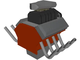 Funny Car Engine 3D Model preview