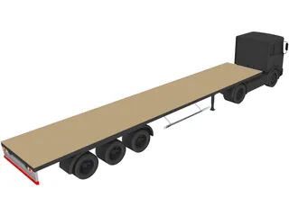 Flat Bed Truck 3D Model preview