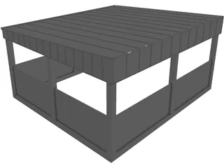 Carport with Metal Roof 3D Model preview