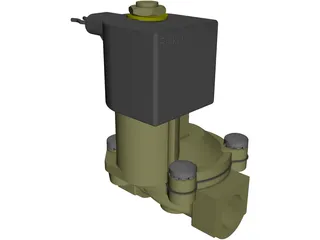 Solenoid Valve with 12V DC Coil 3D Model preview