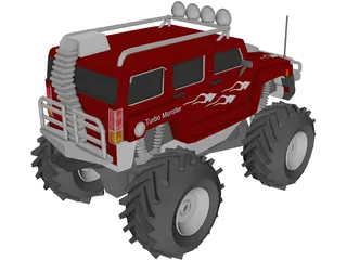 Hummer H3 4x4 Monster Truck 3D Model preview