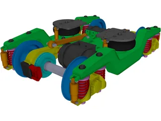 2 Axle Traction Rail Bogie 3D Model preview