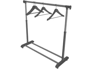 Clothes Rack with Hangers 3D Model preview