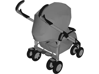 children Baby Carriage 3D Model preview