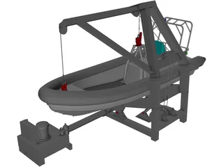 Davit and Inflatable Boat 3D Model preview