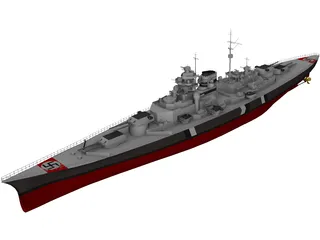 Battleship Tirpitz 3D Model preview