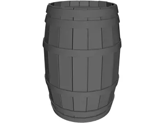 Wooden Barrel with Lids 3D Model preview