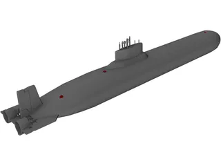 Shark Submarine 3D Model preview