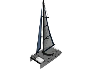 Catamaran Boat 3D Model preview