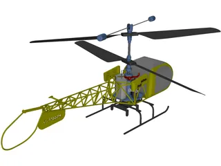 RC Helicopter Bell 47g 3D Model preview