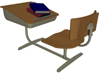 School Desk 3D Model preview