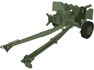 6 Pounder Anti-Tank Gun 3D Model preview