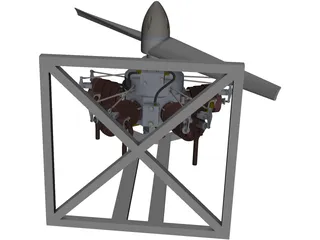 Edwards Five Cylinder Radial Gas Engine 3D Model preview