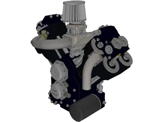 Generic V-Twin Gas Engine Assembly 3D Model preview