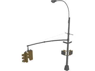 NYC Street Traffic Light 3D Model preview