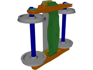 Wagon Chassis Bogie 3D Model preview