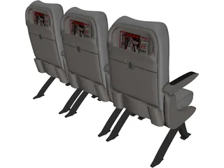 Airbus A320 Economy Seats 3D Model preview