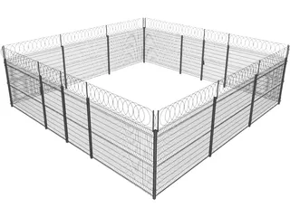 Metallic Fence 3D Model preview