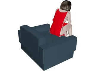Female Sitting on Chair 3D Model preview