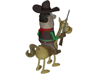 Cowboy with Horse 3D Model preview