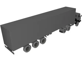 Kamaz with Trailer 3D Model preview