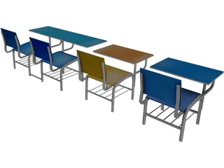 School Chairs 3D Model preview