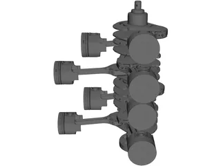 V8 Engine Crankshaft and Pistons 3D Model preview