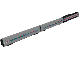 Amtrak Engine and Coachs 3D Model preview