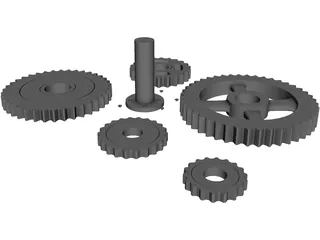 Gear Wheels 3D Model preview