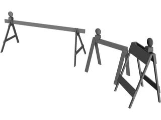 Construction Sawhorses 3D Model preview