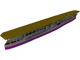 IJN Kaga Aircraft Carrier 3D Model preview