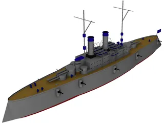 Casemate Battleship 3D Model preview