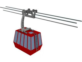 Three-Aerial Ropeway 3D Model preview