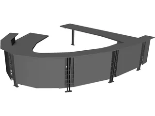 Desk Curved Reception 3D Model preview