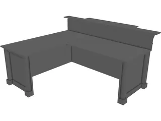 Desk L-Shaped Reception 3D Model preview