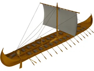 Viking Longboat 3D Model preview