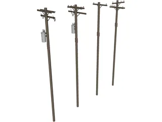 Electrical Post Array 3D Model preview