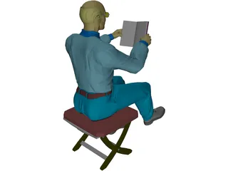 Man with Book 3D Model preview