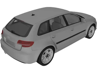 Audi A3 Sportback 3D Model preview