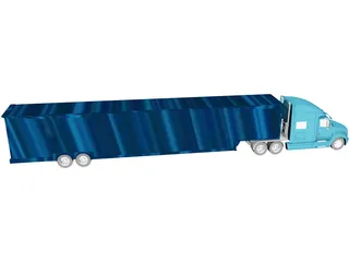 Freightliner Truck and Trailer 3D Model preview