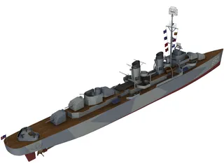USS Fletcher 3D Model preview