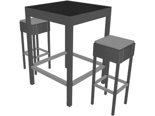 Rattan Barstool and Stamina 3D Model preview