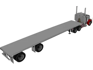 Peterbilt Semi Tractor-Trailer 3D Model preview