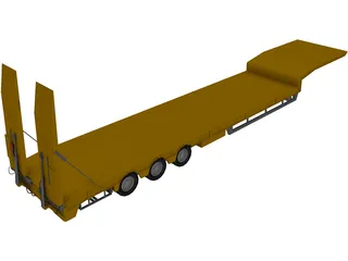 Flatbed Trailer 3D Model preview