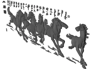 Eight Horses Japanese Statue 3D Model preview